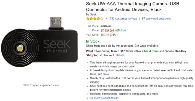 Fotografía - [Offre Alerte] Seek caméra thermique en vente pour 189,54 $, en baisse de 249 $